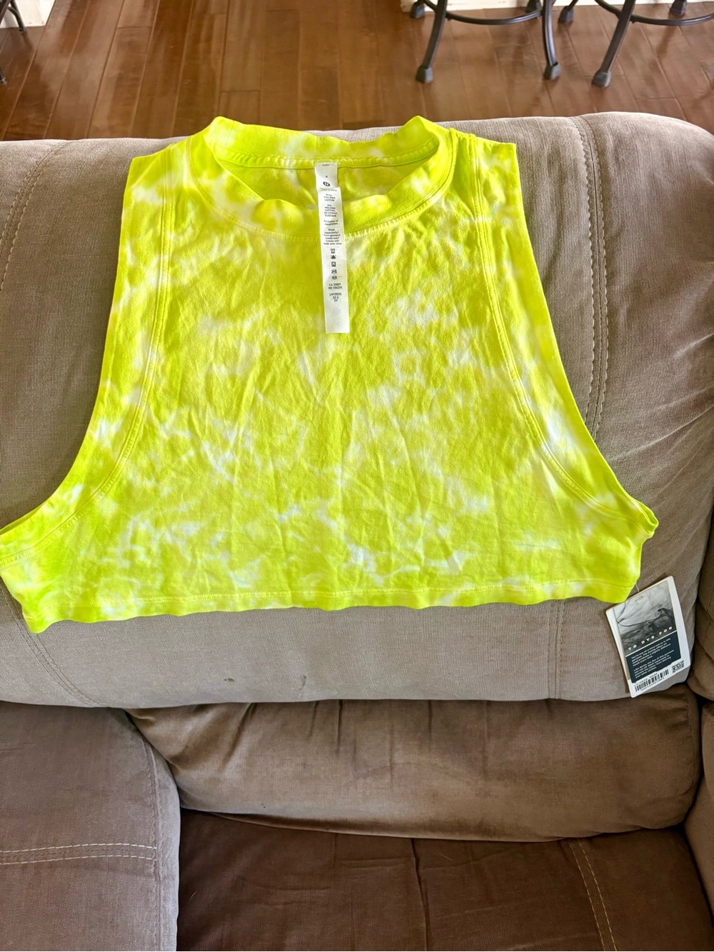 lululemon athletica Neon Yellow Tie-Dye Cropped Tank